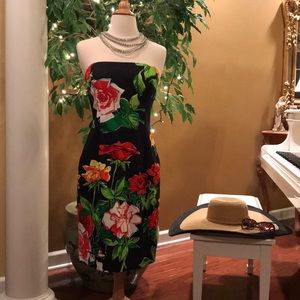 DAVID MEISTER BLACK STRAPLESS DRESS